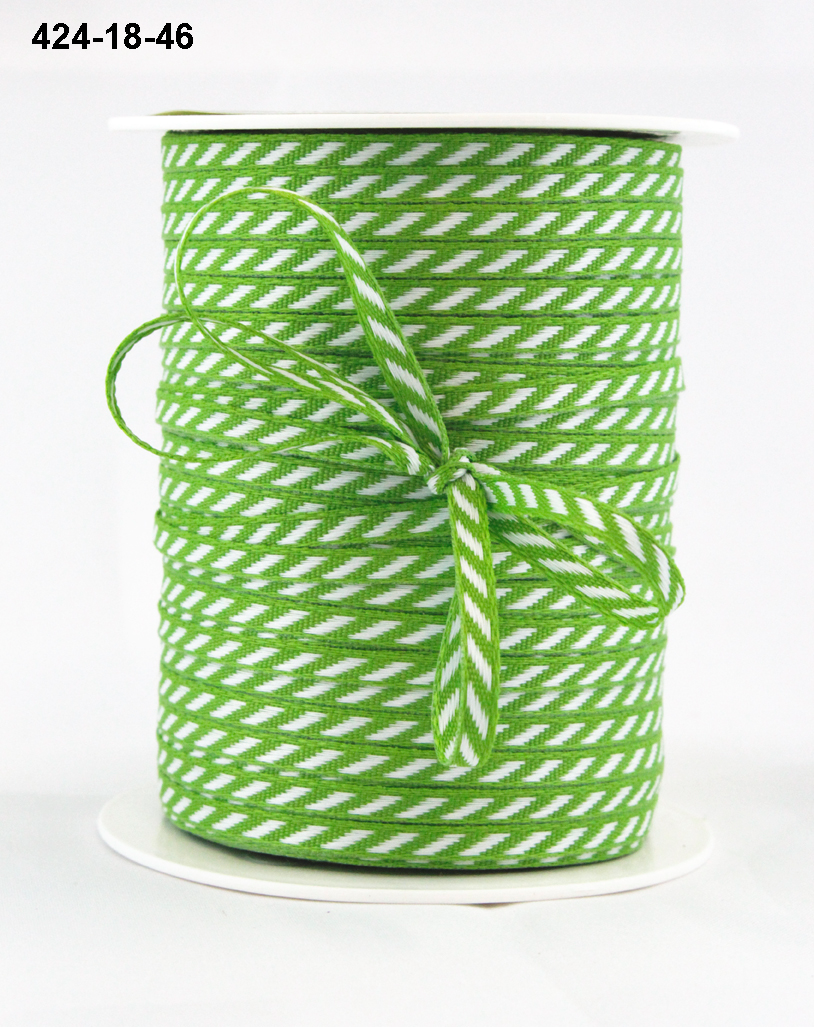 Ruban gros grain diagonal vert/blanc