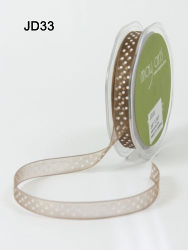 Ruban transparent  pois blanc MARRON