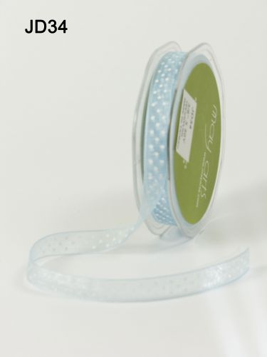 Ruban transparent  pois blanc BLEU