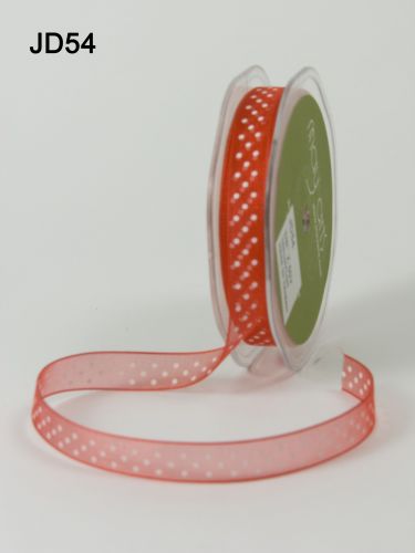 Ruban transparent  pois blanc ROUGE