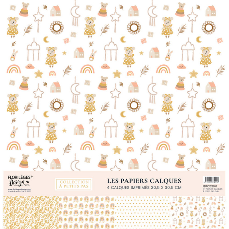 FLORILEGES - Kit papiers calques A PETITS PAS Girl