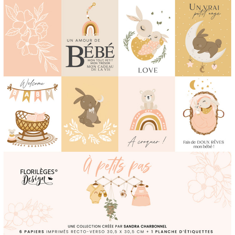 FLORILEGES - Kit papiers imprims A PETITS PAS Girl