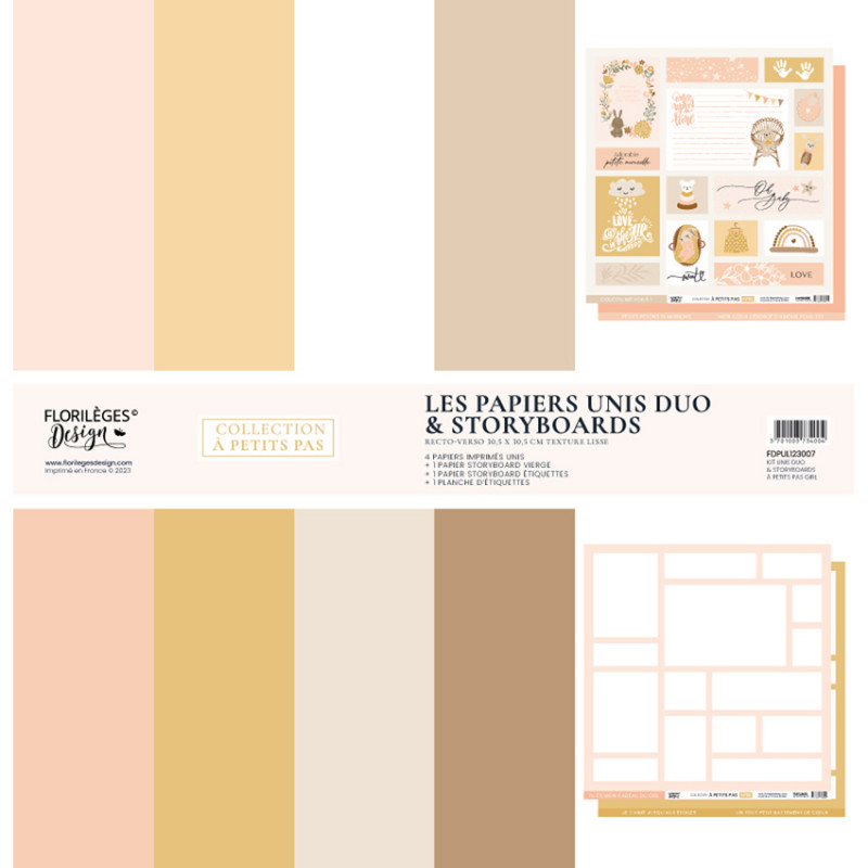 FLORILEGES - Kit papiers unis duo A PETITS PAS Girl
