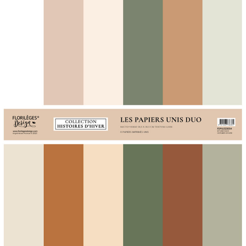 FLORILEGES - Kit papiers unis duo HISTOIRES D’HIVER