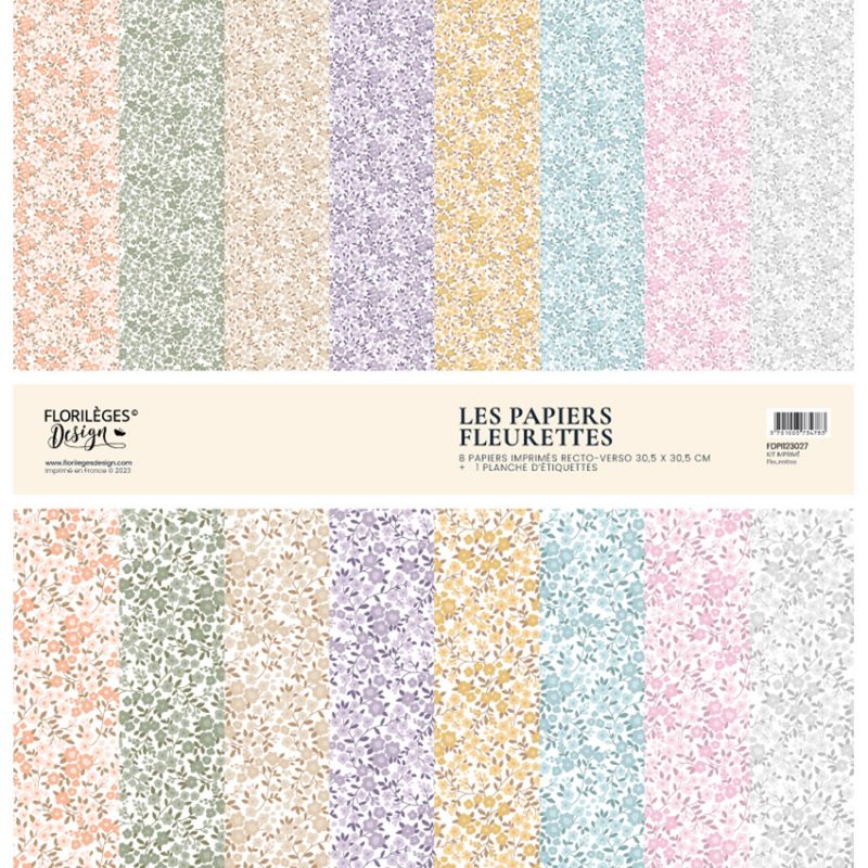 FLORILEGES - Kit papiers imprims A PETITS PAS Fleurettes 