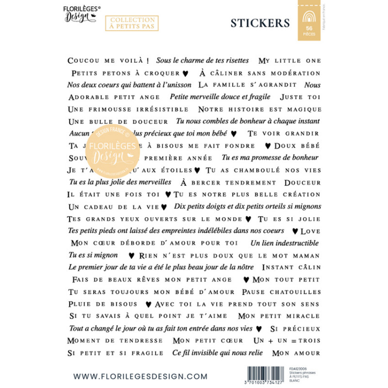 Stickers phrases blanc A PETITS PAS 