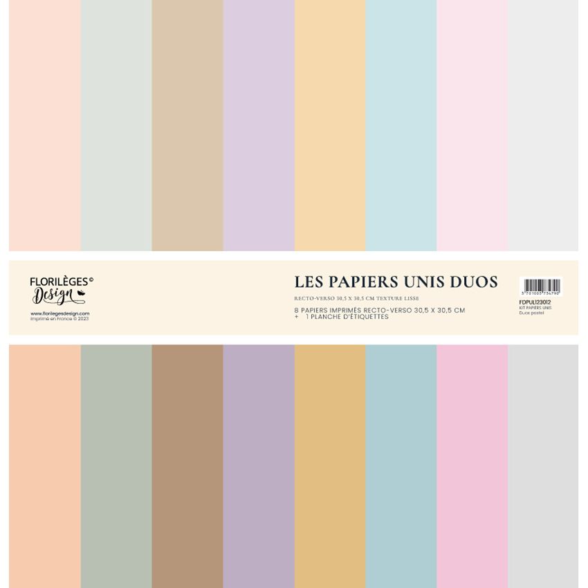FLORILEGES - Kit papiers unis A PETITS PAS Duos Pastel