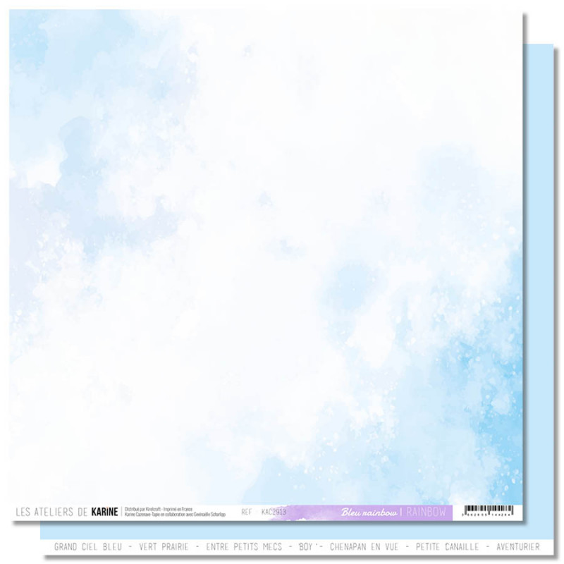 LES ATELIERS DE KARINE - Papier BACK TO BASICS Bleu Rainbow 13