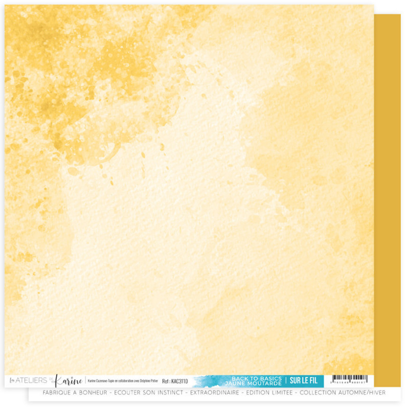 LES ATELIERS DE KARINE - Papier BACK TO BASICS Jaune moutarde 10