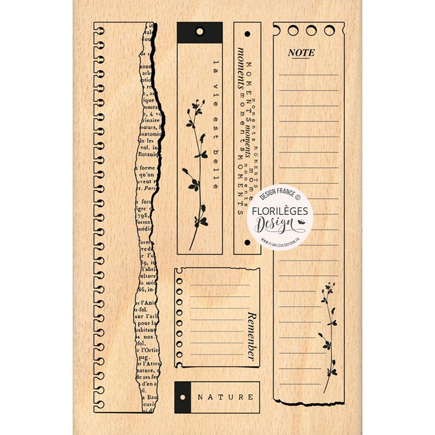 Tampon bois - Etiquettes Herbarium