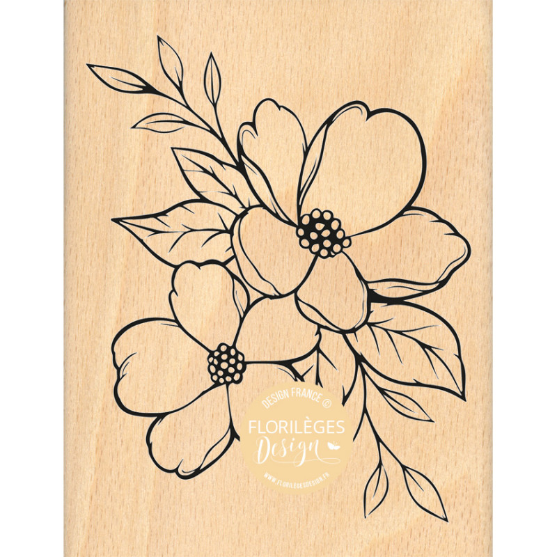 Tampon bois - Duo de fleurs sublimes