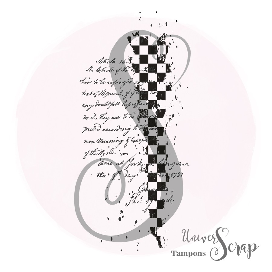 Tampon - Damier et script grunge